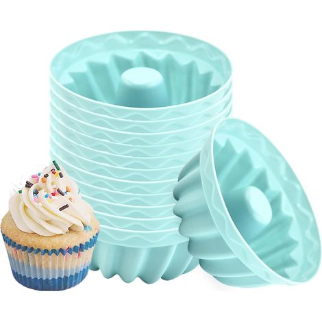 Moule à Cupcakes en Silicone,Moules à Cupcakes en Silicone, Moules à muffins, Moules à pâtisserie réutilisables antiadhésifs, 12 pièces, moules à muffins, doublures de cupcakes pour beignets, pudding, (1/5)