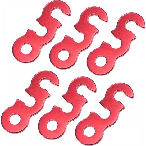 Set mit 12 Seilspannern aus Aluminium – 8 mm Durchmesser – 3 Löcher – Gerader Seilspanner für Zelte, Camping, Wandern, Reisen, rot (1/5)