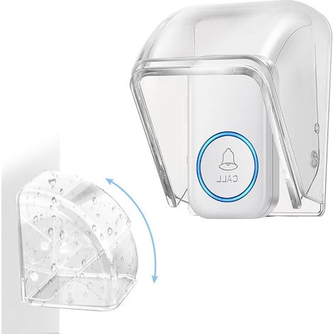 Allecto Plus - Couvercle de sonnette extérieure transparent à rabat étanche pour bouton de sonnette sans fil (9,6 x 6,3 x 6,3 cm) (1/5)