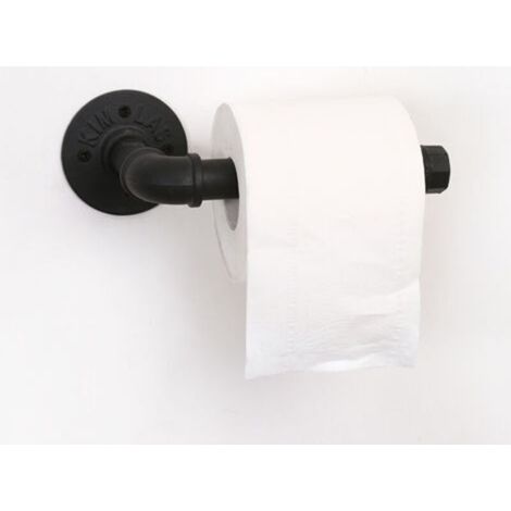 Portarotolo da parete in metallo nero opaco stile industriale vintage, tubo di ferro, porta asciugamani per bagno, cucina e camera da letto, antiruggine.