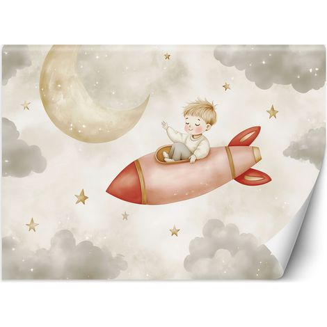Tapete für Kinderzimmer Rakete in den Wolken Kosmos 400x280 cm