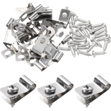 20Pcs Clips de Clôture en Fil de 0,2" en Acier Inoxydable Pince de Fil de Clôture Agricole avec 20 Vis pour Fixer Des Fils de Calibre 12-16 à Une Clôture en Bois, Métal Ou Vinyle (1/5)