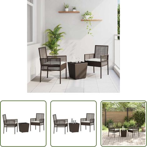 Table jardin - Ensemble bistro de jardin 3 pcs Marron polyrotin (1/5)