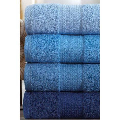 Ensemble de 4 serviettes à main - 50 x 85 cm - Bleu (1/4)