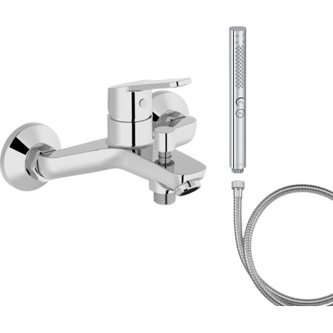 Mitigeur baignoire JACOB DELAFON Aimé + pommeau de douche Shift+ rond + flexible de douche métal (1/5)