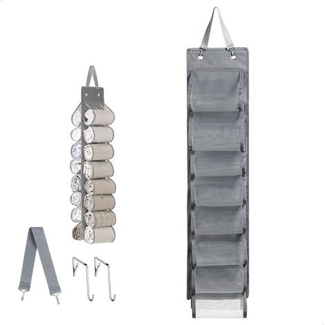 Organisateur de placard suspendu – 16 compartiments – Porte-vêtements en tissu – Compartiment de rangement pour vêtements, foulards et serviettes