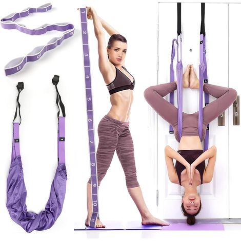 Set aus elastischen Bändern für Taille, Rücken und Beine, Yoga-Widerstandsband mit 11 Schlaufen, Yoga-Verlängerung, Rücken- und Kopfstand-Trainingsband (1/5)