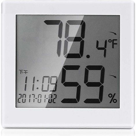 Digitales Temperatur- und Feuchtigkeitsmessgerät für den Innenbereich, elektronisches Tischthermometer/Hygrometer, weiß