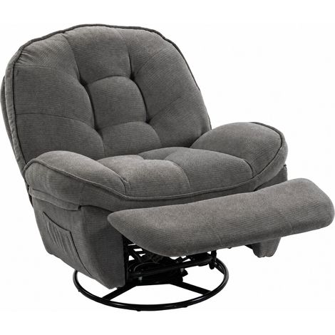 Chenille Relaxsessel, Manuell verstellbar, 360° Dreh- und Wippsessel mit breitem Sitz, hoher Rückenlehne, Hellgrau (1/5)