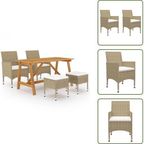Sgabelli da pranzo - vidaXL Set Mobili da Pranzo per Giardino 5 pz Beige - Cuscini per seduta