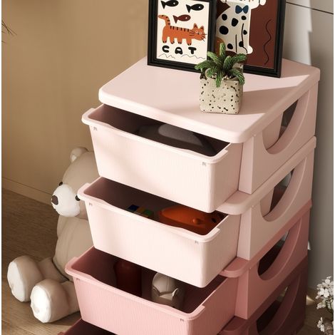 MEUBLIV mobile contenitore per bambini 37x37x76 cm rosa – 4 cassetti, senza montaggio (1/5)