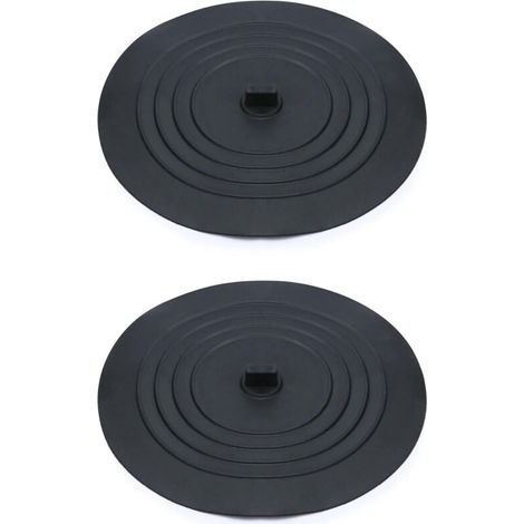 Lot De 2 Bouchons De Vidange Silicone Pour Évier Cuisine Et Baignoire 15 Cm Noir (1/4)