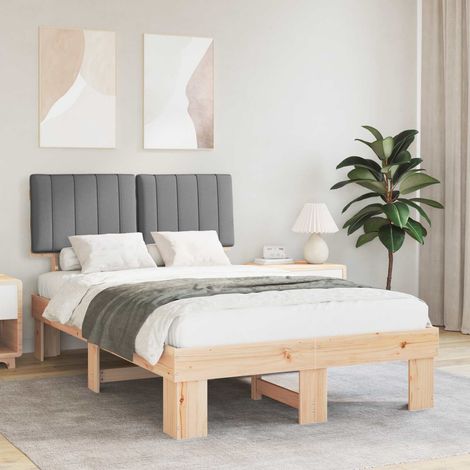 Estructura de Cama con Cabecera Tapizada Gris Claro