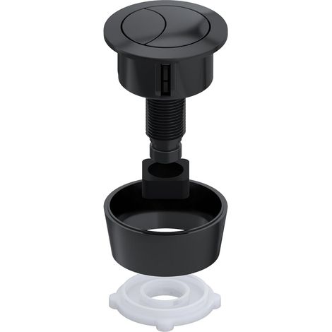 Universelles Zweimengenspül-Druckknopfset für Deckellöcher mit 20 mm, 40 mm, 50 mm und 60 mm Durchmesser (matt schwarz)