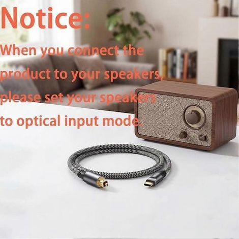 Câble audio USB Type-C vers optique SPDIF Toslink, plaqué or tressé, adaptateur stéréo numérique 24 bits 96 kHz, compatible avec les barres de son et les téléviseurs. (1/4)