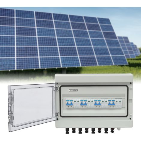 Boîtier de raccordement photovoltaïque avec interrupteur de déconnexion solaire à 1 chaîne, boîtier de disjoncteur 40 A CC, équipé d'un parasurtenseur et de connecteurs pour panneaux solaires, étanche (1/5)