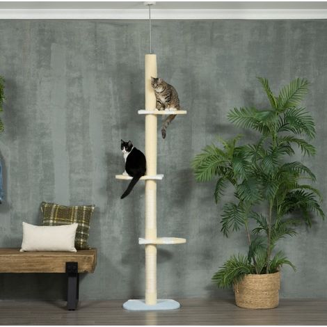 Arbre à chat 220-260 cm anti-dérapant jaune HAVRYA (1/3)