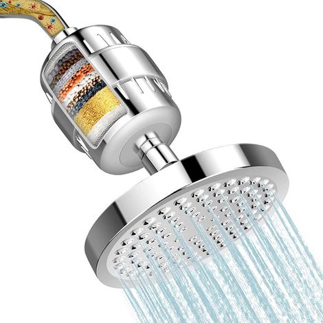 Pommeau De Douche Avec Filtre - 15 cm - Fixe - Filtration Du Chlore Et Des Sédiments - Pour Peau Sensible Et Cheveux - 1 Pièce (1/5)