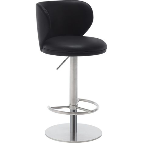 Tabouret de bar en acier inoxydable avec finition titane noir – Tabouret de bar moderne en cuir avec dossier réglable en hauteur et pivotant adapté aux comptoirs de cuisine et aux espaces repas. (1/5)