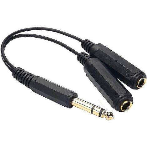 Câble adaptateur audio stéréo jack mâle 6,35 mm (1/4 pouce) vers double femelle JUNSUNMAY, longueur : 20 cm (6,35 mm M vers 2 x F 20 cm) (1/4)