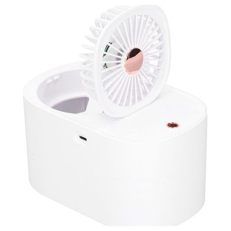 90° 2-in-1 Faltbarer elektrischer Ventilator mit Luftbefeuchter, tragbar, weiß, für Zuhause und Büro (1/5)