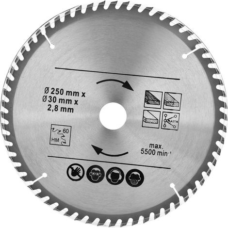 Lame de scie circulaire 250 mm 48T et 60T TCT, disque de scie, alésage 30 mm