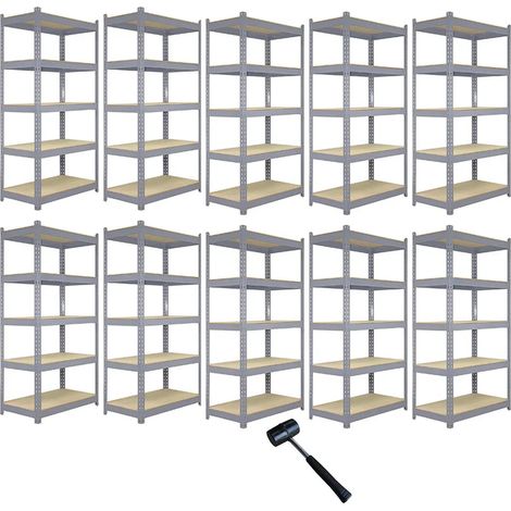 10 x Q-Rax Grey Metal Racking Units 90 x 50 x 180cm