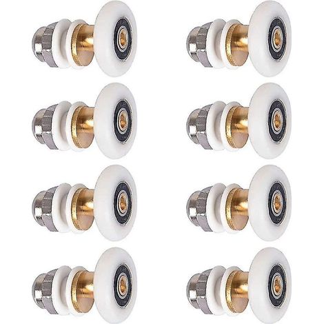 8 rouleaux pour porte de douche - roulettes coulissantes en nylon, jeu de 8 galets de remplacement pour porte vitrée, roue à poussoir avec fixation, diamètre 30mm (1/5)