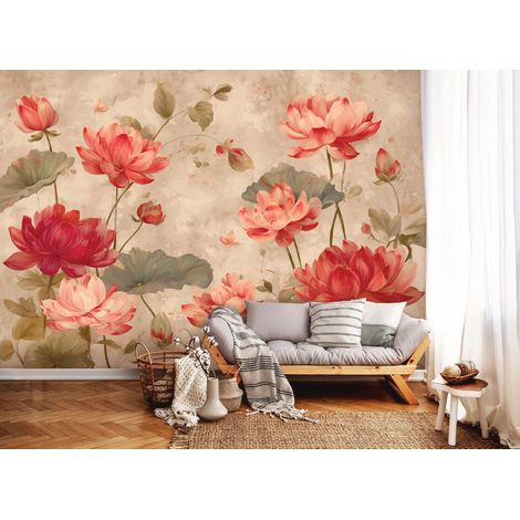 Fototapete Blumen Wildblumen Vintage, für Wohnzimmer und Schlafzimmer, 150 x 105 cm – Komplettset inkl. Kleister & Anleitung (1/5)