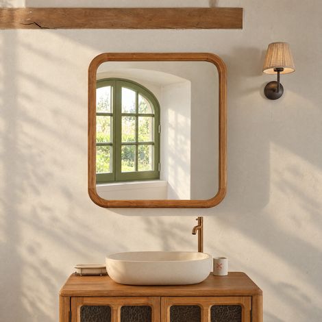 Miroir en teck massif rectangulaire L70 x H80 (1/5)