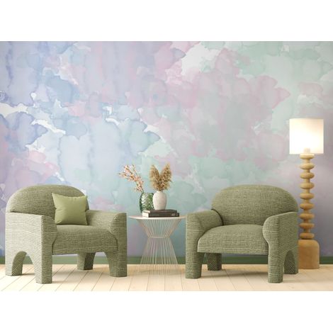 Papier peint aquarelle – Nuages apaisants - 150 x 250 cm (1/2)