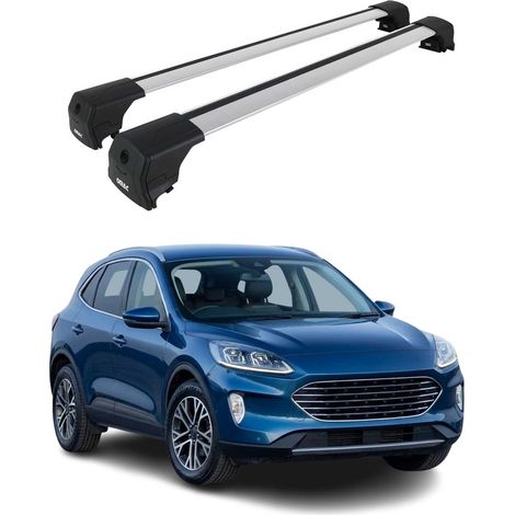 OMAC Aluminium Dachträger Querträger für Ford Kuga III 2019-2026 – City Crash – ISO/PAS 11154:2006 – Abschließbar – Max. 75 kg – 2 Stangen – Silber (1/5)