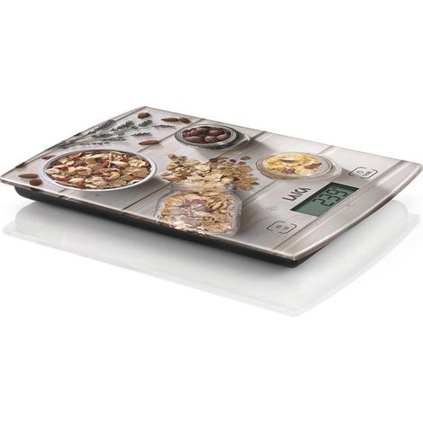 Laica KS1034 Bilancia da Cucina Elettronica portata 5 Kg precisione 1 g display LCD vetro temperato funzione Tara colore Multicolore (1/3)