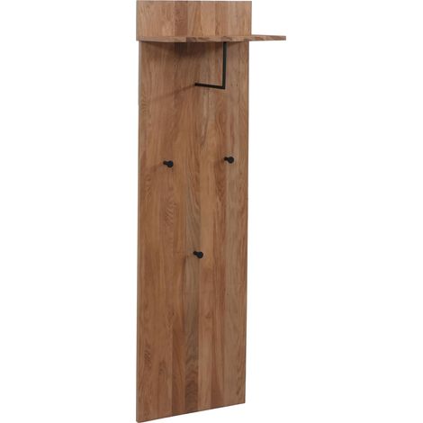 Panel para guardarropa MCA HHG-387, perchero de pared, superficie de madera maciza, ganchos, 135 x 42 x 22 cm, roble