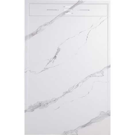Essebagno Duschwanne aus Kunstharz 120 x 90 Schieferoptik weißer Marmor