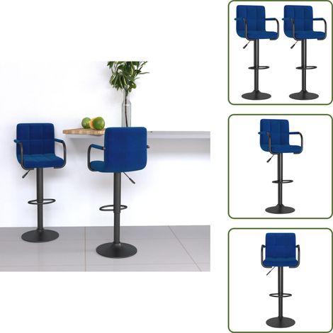 Taburetes de cocina - vidaXL Taburetes de cocina 2 unidades tela azul - Taburete giratorio