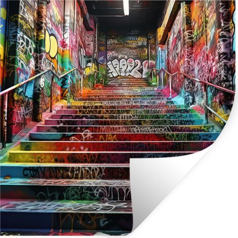 ADHESIVO DE PARED Escaleras - Graffiti - Colores - Arte 50x50 (1/5)
