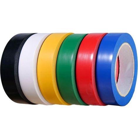 Ruban électrique - 6 Pièces – Ruban isolant électrique – Ruban PVC 15mm x 10m – Ruban électrique pour extérieur et intérieur - Pour isoler, réparer et protéger les fils électriques (1/5)