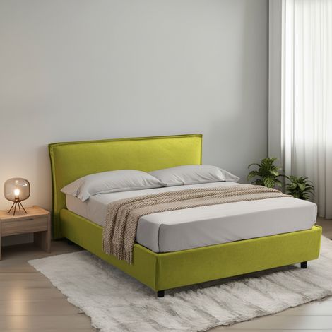 Cama Matrimonial Brunate, Cama Matrimonial con Colchón, Desenfundable, Hecho en Italia, con Almacenamiento, Verde (1/5)