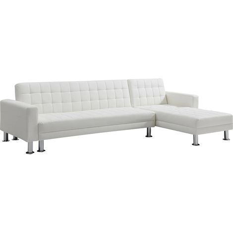 Divano letto angolare e reversibile in Similpelle Bianco - WILLIS II (1/5)