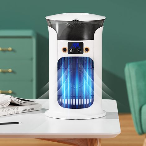 LOLLANDA Mini-refroidisseur et humidificateur de bureau – Ventilateur USB 3 vitesses, climatiseur multifonction portable à refroidissement par évaporation avec veilleuse (1/5)