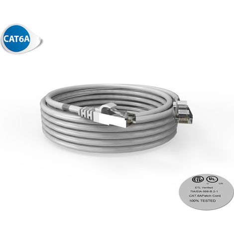 Cordon RJ45 CAT6A SFTP 100 Ohms LSOH, Couleur : gris, Longueur : 5m (2225)