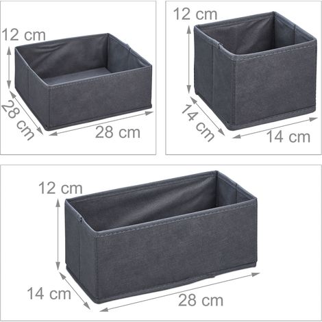 Lot de 6 boîtes de rangement pliables pour tiroirs 30 x 20 x 10 cm en tissu gris (1/3)