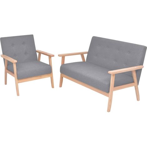 2 pcs Ensemble Canapés droits Contemporain - Sofa Divan Banquette - Tissu Gris clair Chic-970359 (1/5)