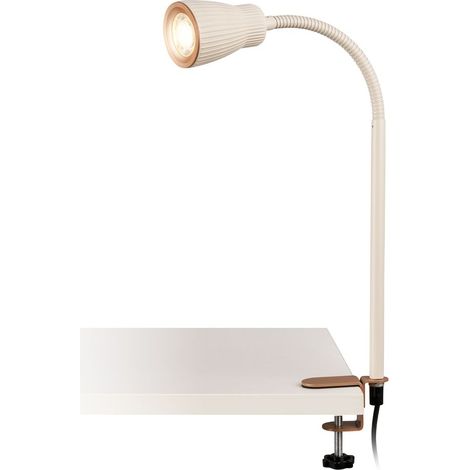 Briloner Lampe à pince LED orientable 8x54x3 cm 3,5W, 400lm, 3000K blanc chaud interrupteur filaire warm grey-coffee - Lampe de bureau chambre enfant (1/5)