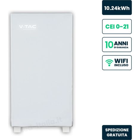 Batería de almacenamiento V-TAC 10,24 kWh LFP CEI 0-21 200 Ah IP20 Blanco brillante 10 años de garantía