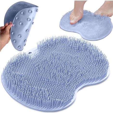 Tappetino doccia in silicone con ventose e punte massaggianti per piedi e schiena, per il bagno. (1/5)
