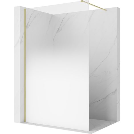 Mexen Kioto Duschwand Walk-in 140 x 200 cm, ombre weiß 8 mm, gebürstetes Gold - 800-140-101-55-86 (1/5)