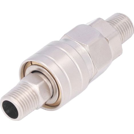 Raccord de tuyau pneumatique à connexion rapide autobloquant en acier inoxydable nickelé (filetage mâle 1/4 (SM+PM20)) (1/5)