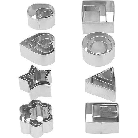 24-teiliges Ausstechformen-Set aus Edelstahl, kleine Metallformen, Fondantformen, geometrische Formen für Kuchen und Snacks (1/5)